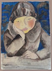 Lachnit, Wilhelm Femme à table, aquarelle 1923